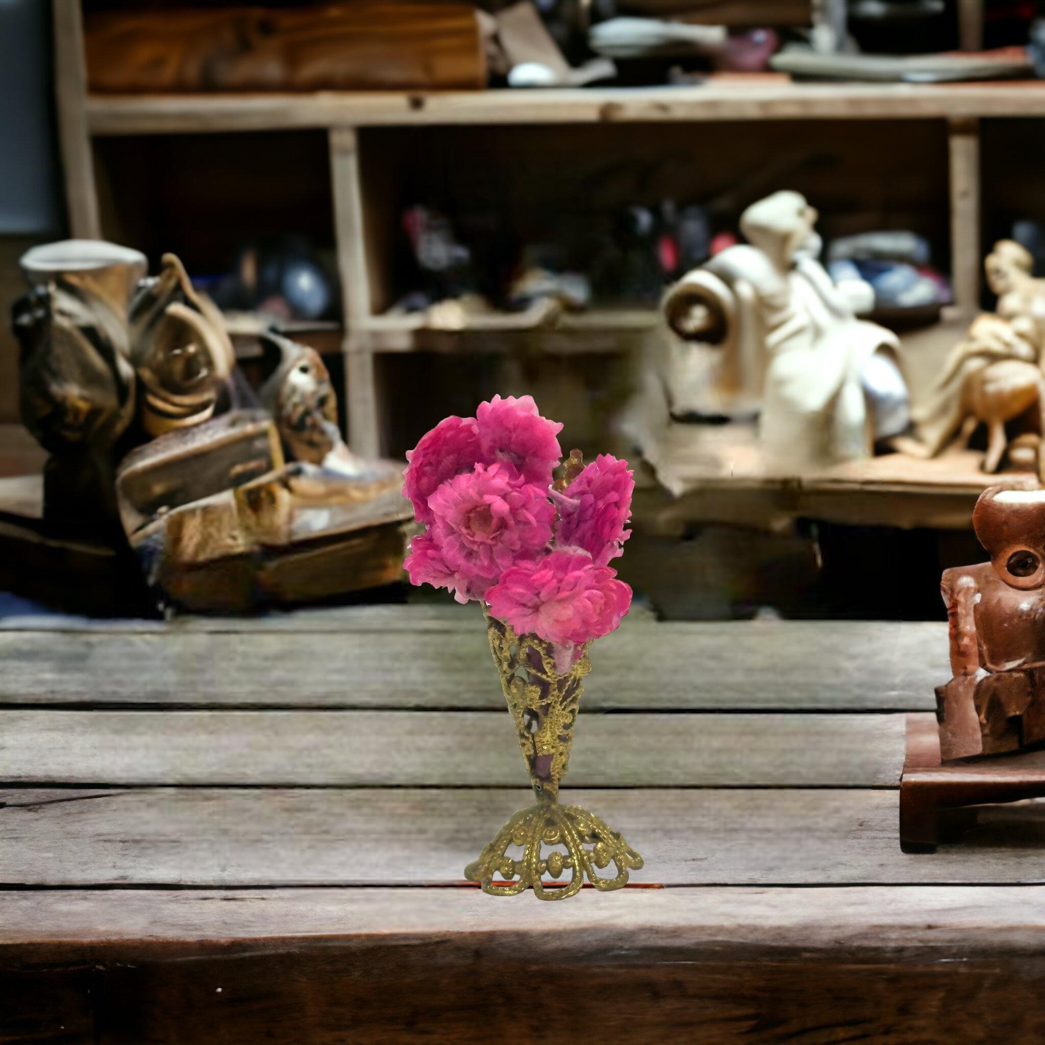 Folk Art Miniature Flower Stand Basket Erhard & Söhne Antique German Dollhouse Toy 1900s For Sale