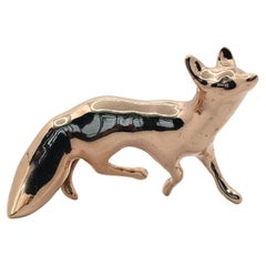 Miniature Fox Sculpture animalière en bronze massif coulé à la main par Javier de la Rosa