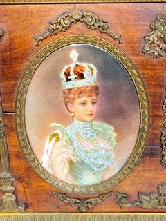 Miniature Framed Coronation Plaques Depictin King Edward VII and Queen Alexandra