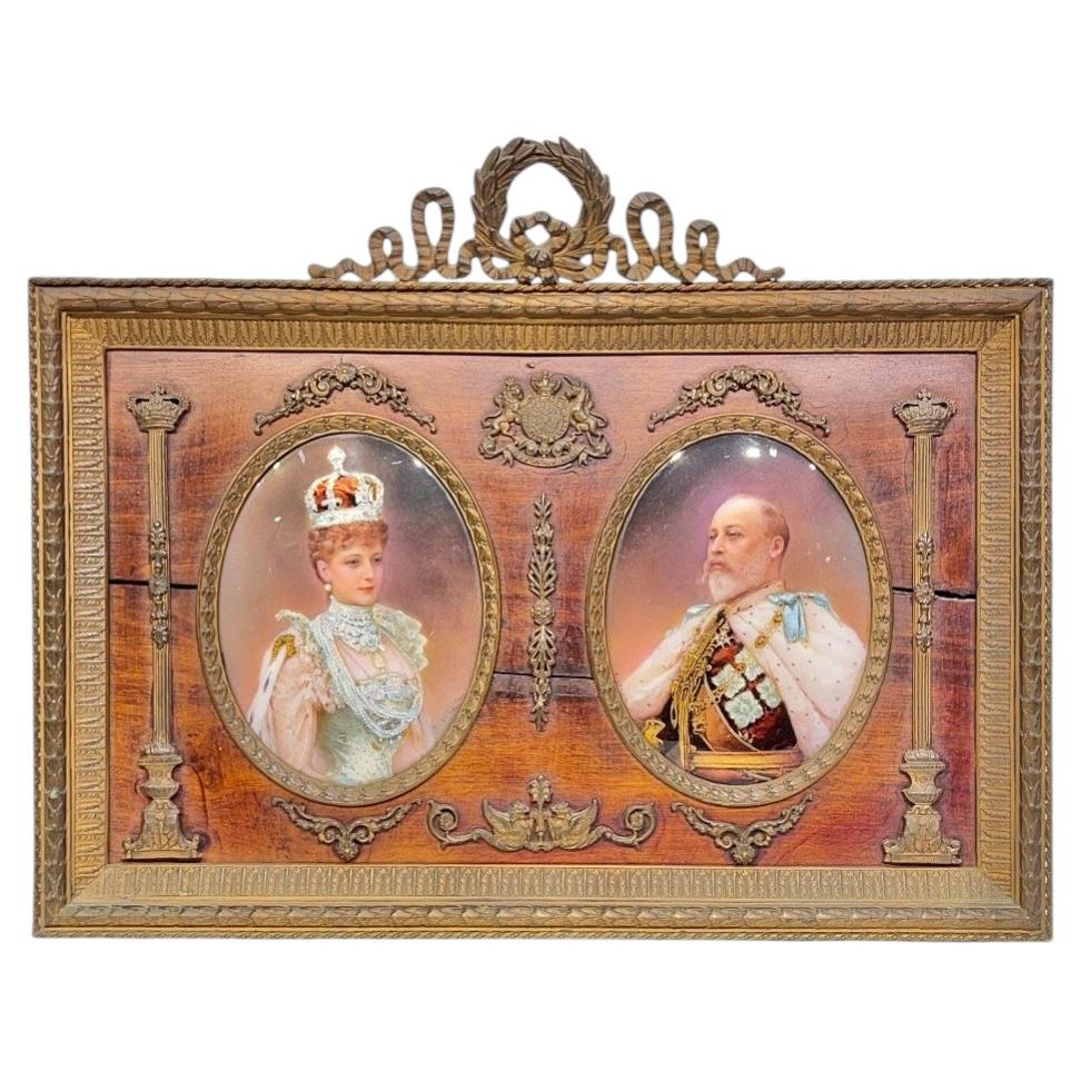 Miniature Framed Coronation Plaques - King Edward VII & Queen Alexandra For Sale