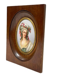 Miniature Framed Portrait of a Lady Painted on Porcelain