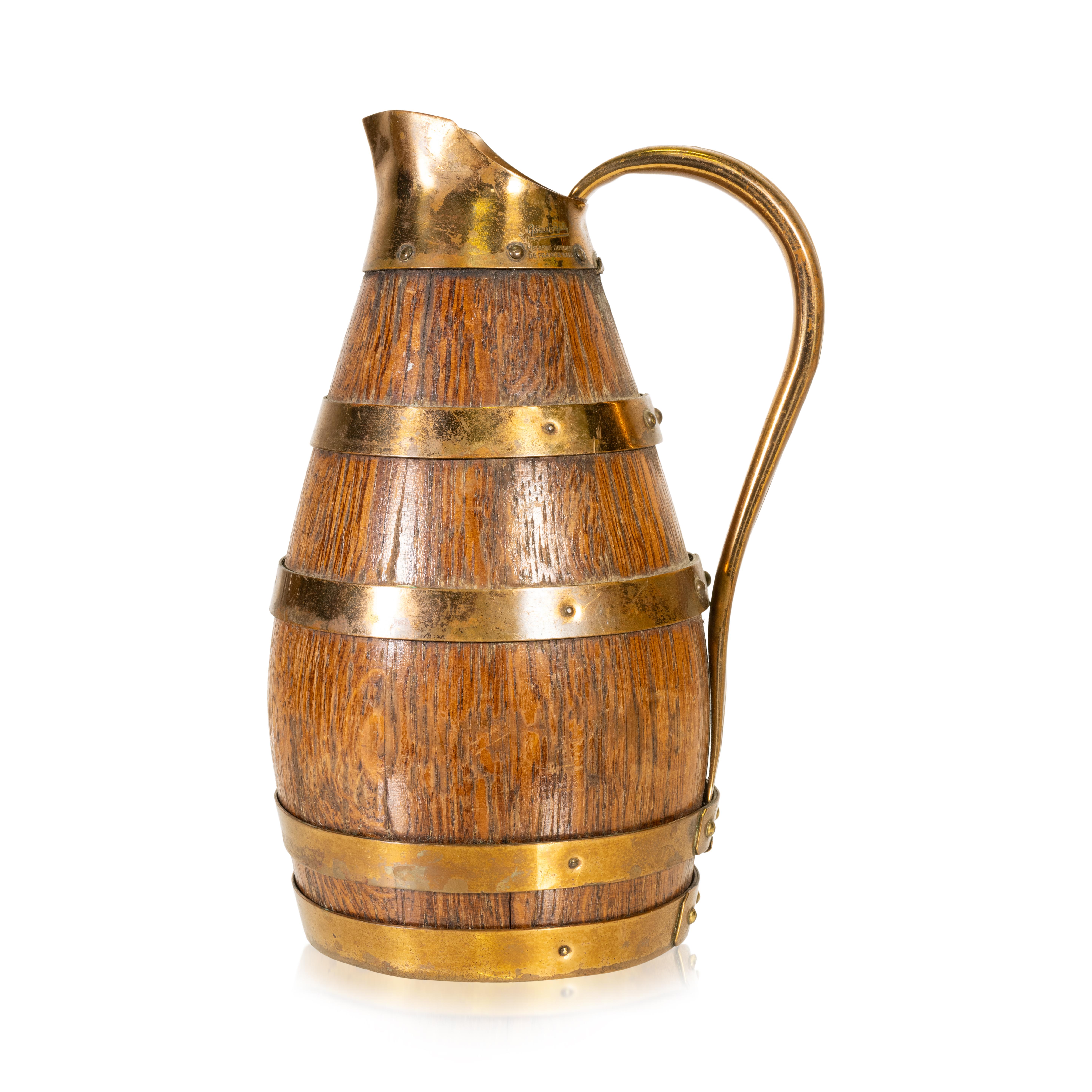 Wood Miniature French Alascian Wine Pitcher For Sale