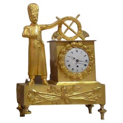 Miniature French Empire Ormolu Mantel Clock of Soldier