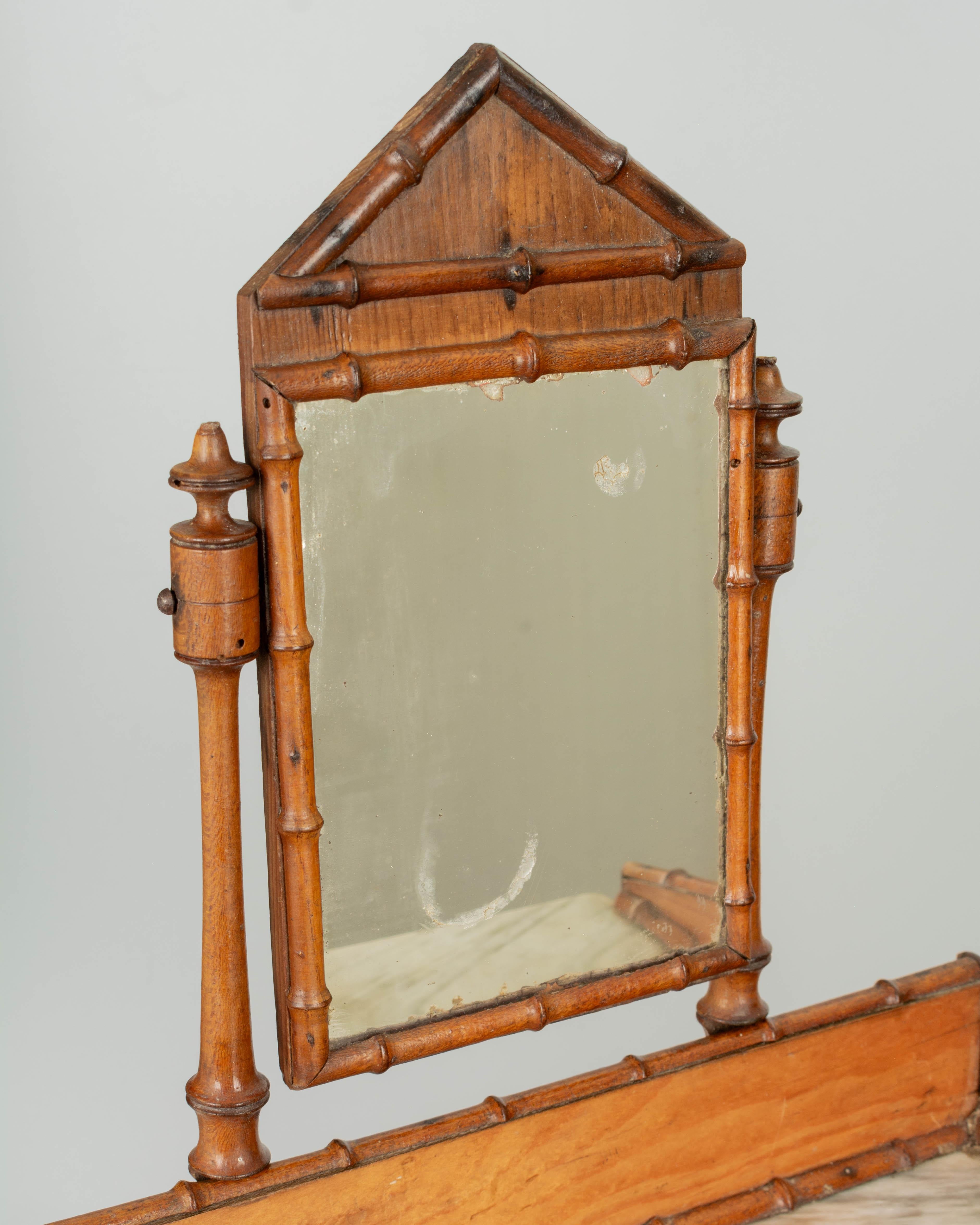 Miniature French Faux Bamboo Washstand with Mirror For Sale 5