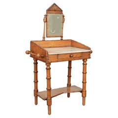 Antique Miniature French Faux Bamboo Washstand with Mirror