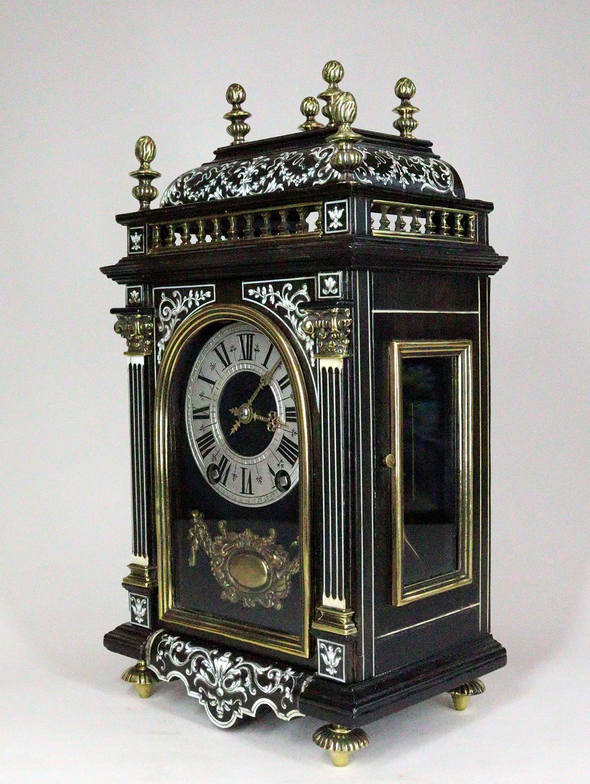 Louis XIV Miniature French Inlaid Religieuse Clock For Sale