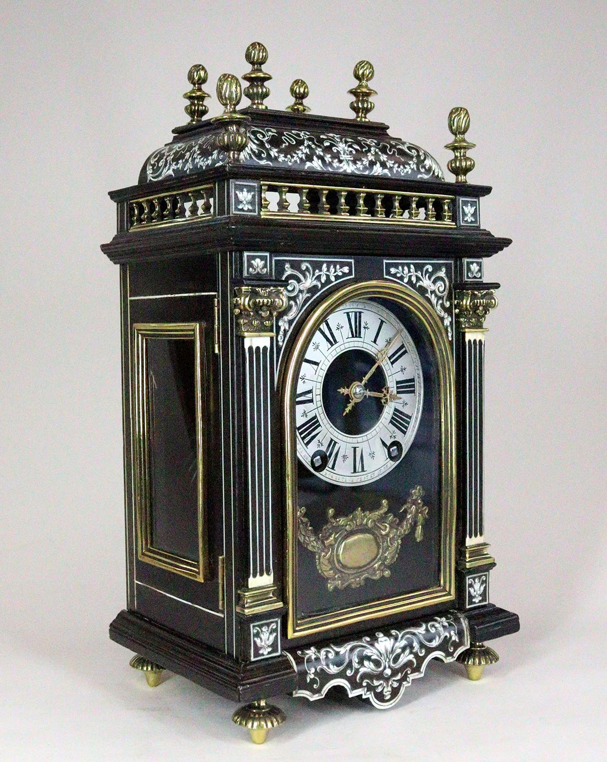 Late 19th Century Miniature French Inlaid Religieuse Clock For Sale