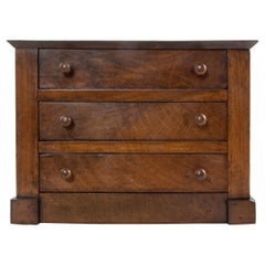 Miniature French Restauration Period Walnut Commode or Chest, Meuble de Maitrise