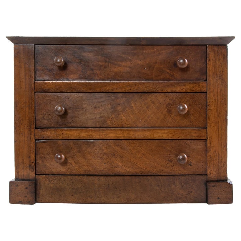 Miniature French Restauration Period Walnut Commode or Chest, Meuble de Maitrise For Sale