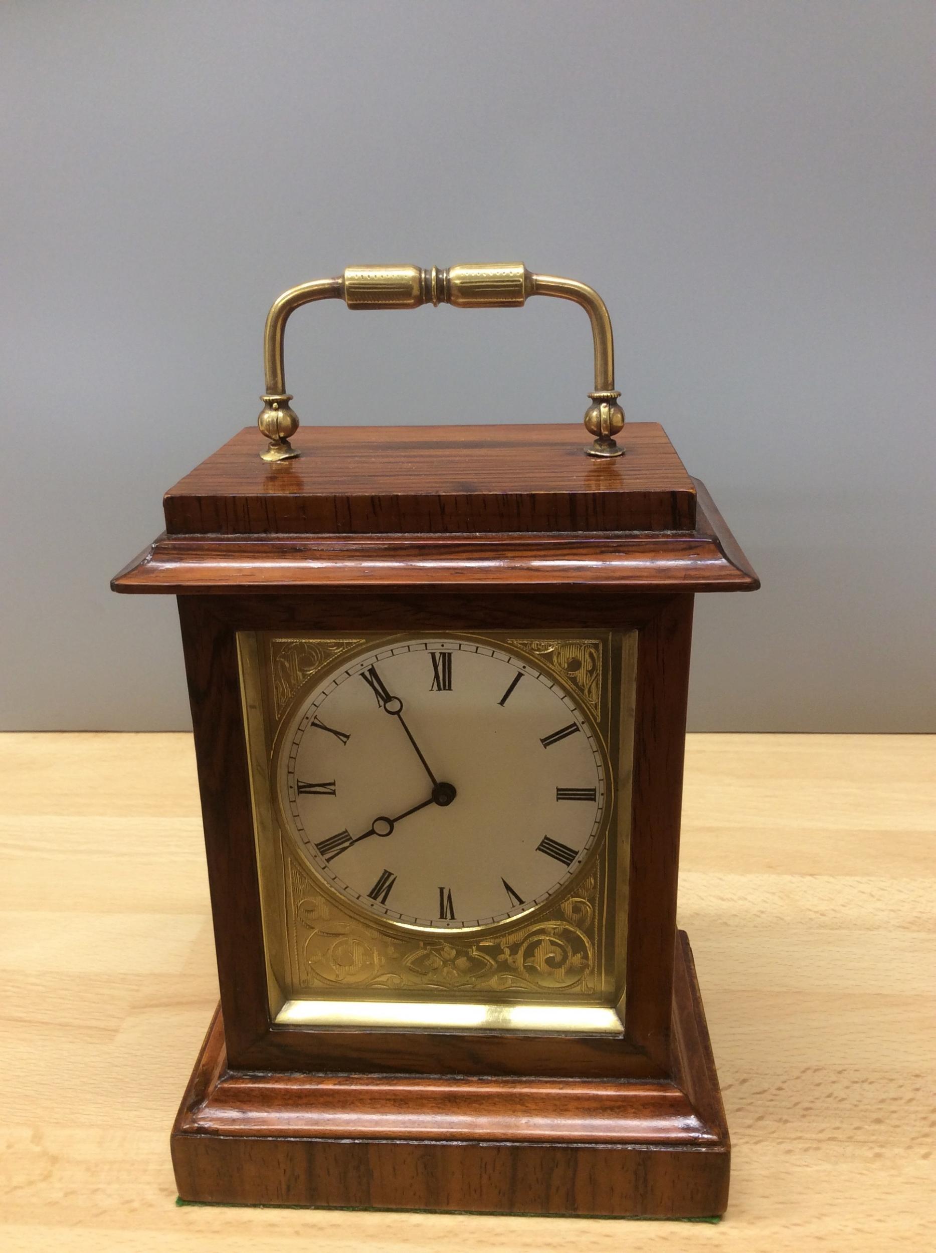 Miniature French Rosewood Mantel Clock For Sale 2