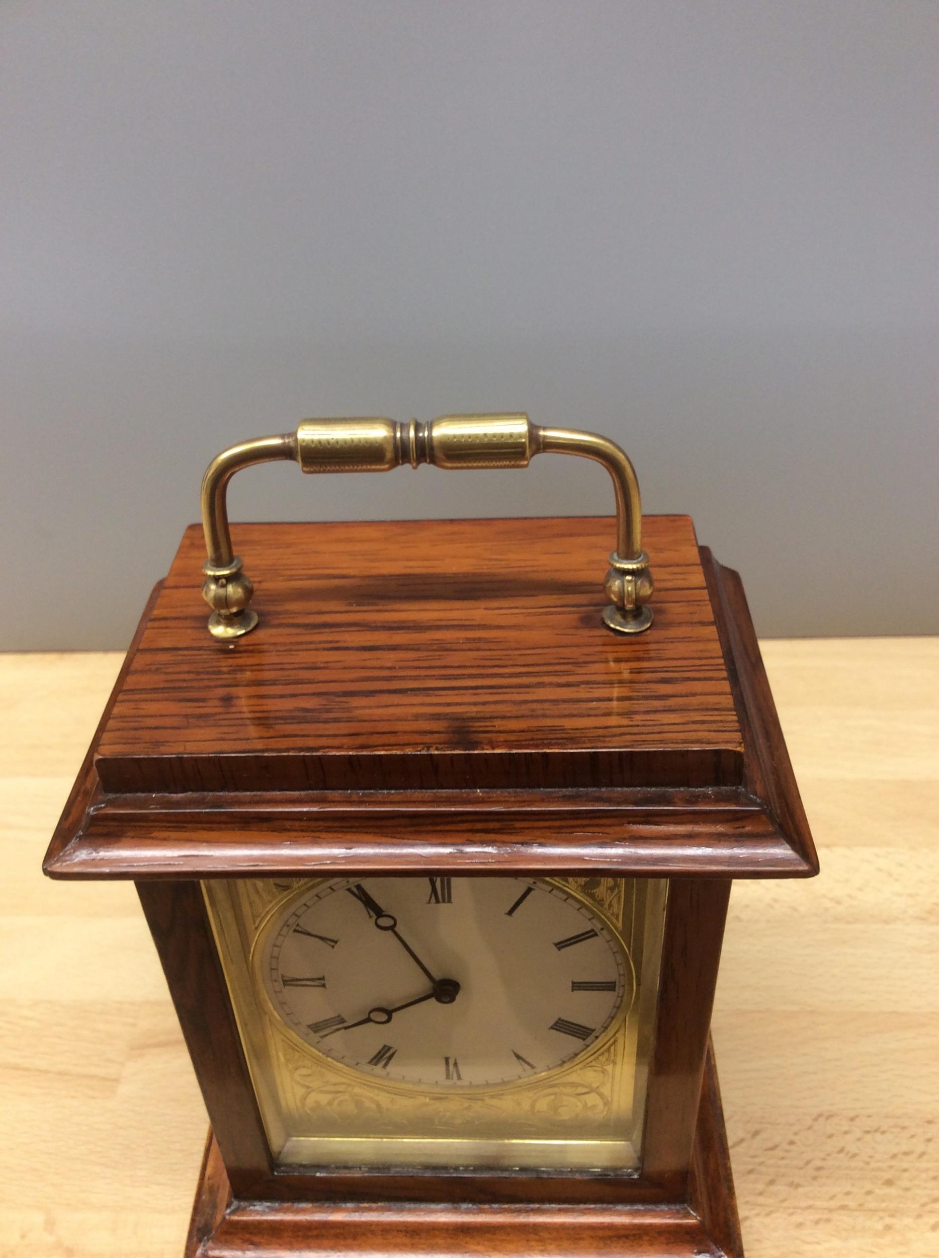Miniature French Rosewood Mantel Clock For Sale 3