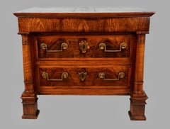 Miniature French Walnut Empire Chest of Three Drawers with Secret Compartments