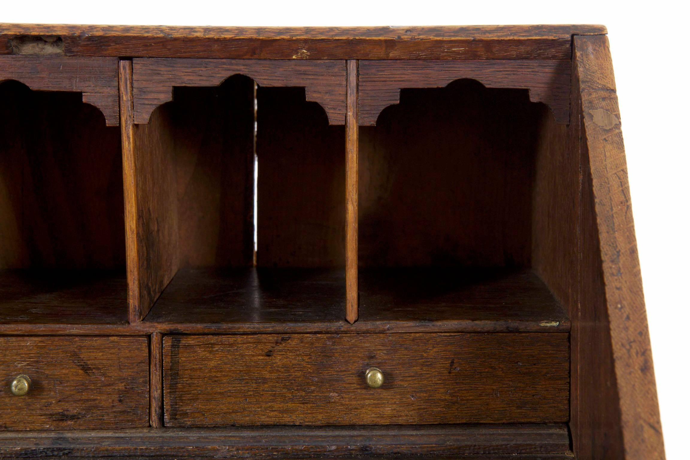 Miniature George II Period Oak Child's Size Slant Front Desk, circa 18th Century 11