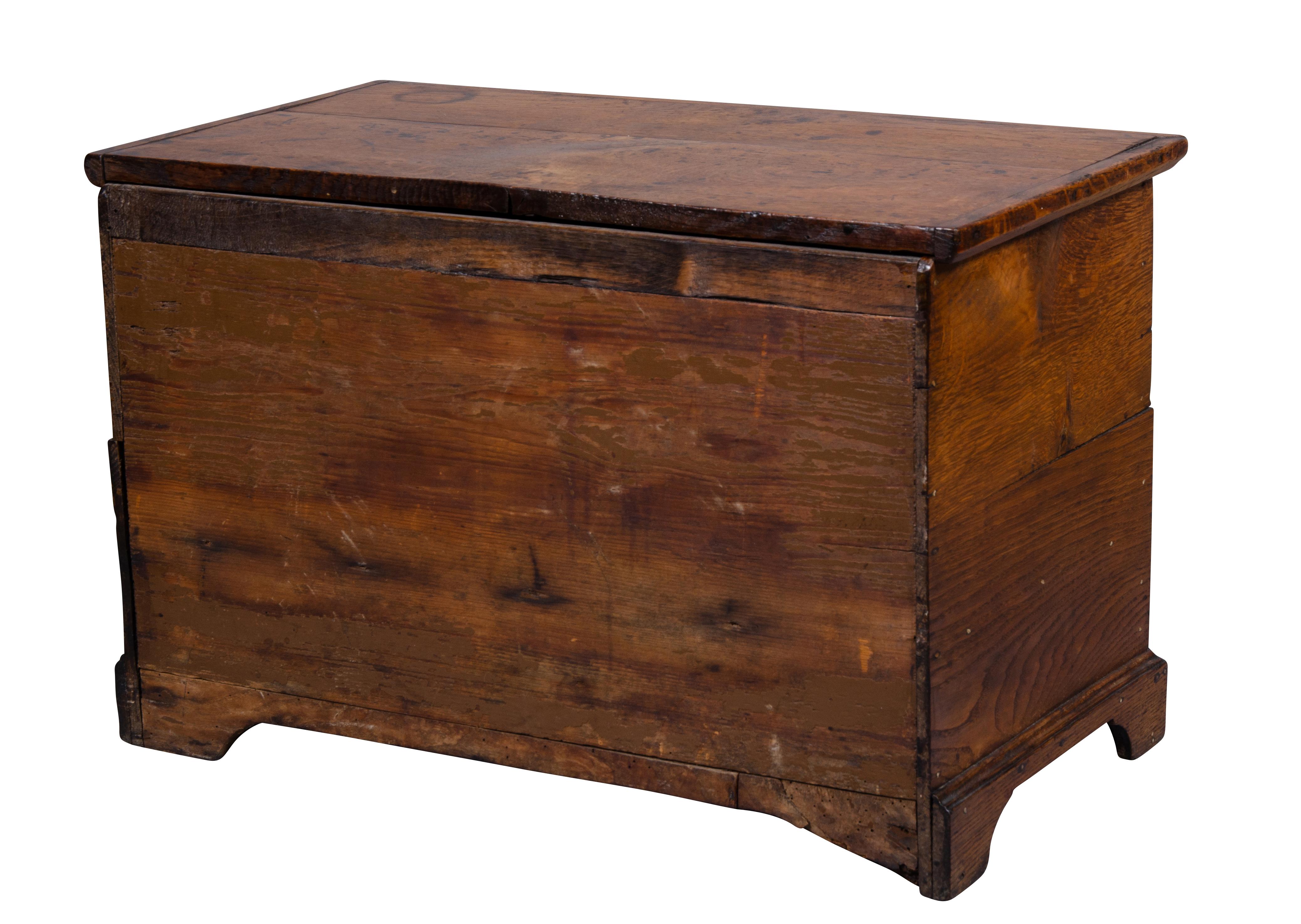 Late 18th Century Miniature George III Oak Coffer For Sale