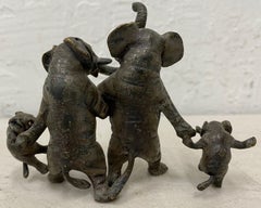 Miniature Geschutz Vienna Bronze "Elephant Family" Sculpture, circa1890