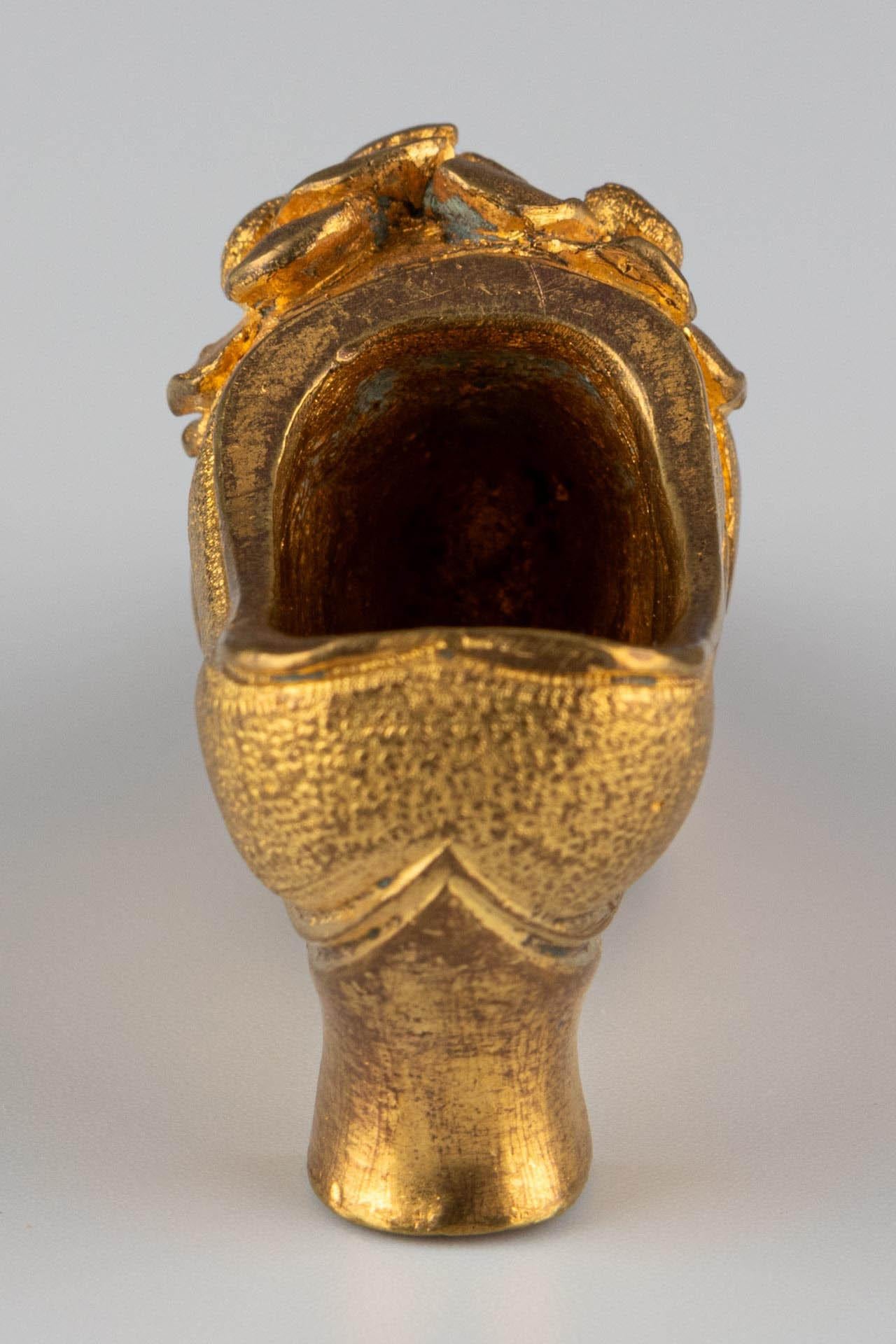 19th Century Miniature Gilt Bronze high-heeled shoe, circa 1890 For Sale