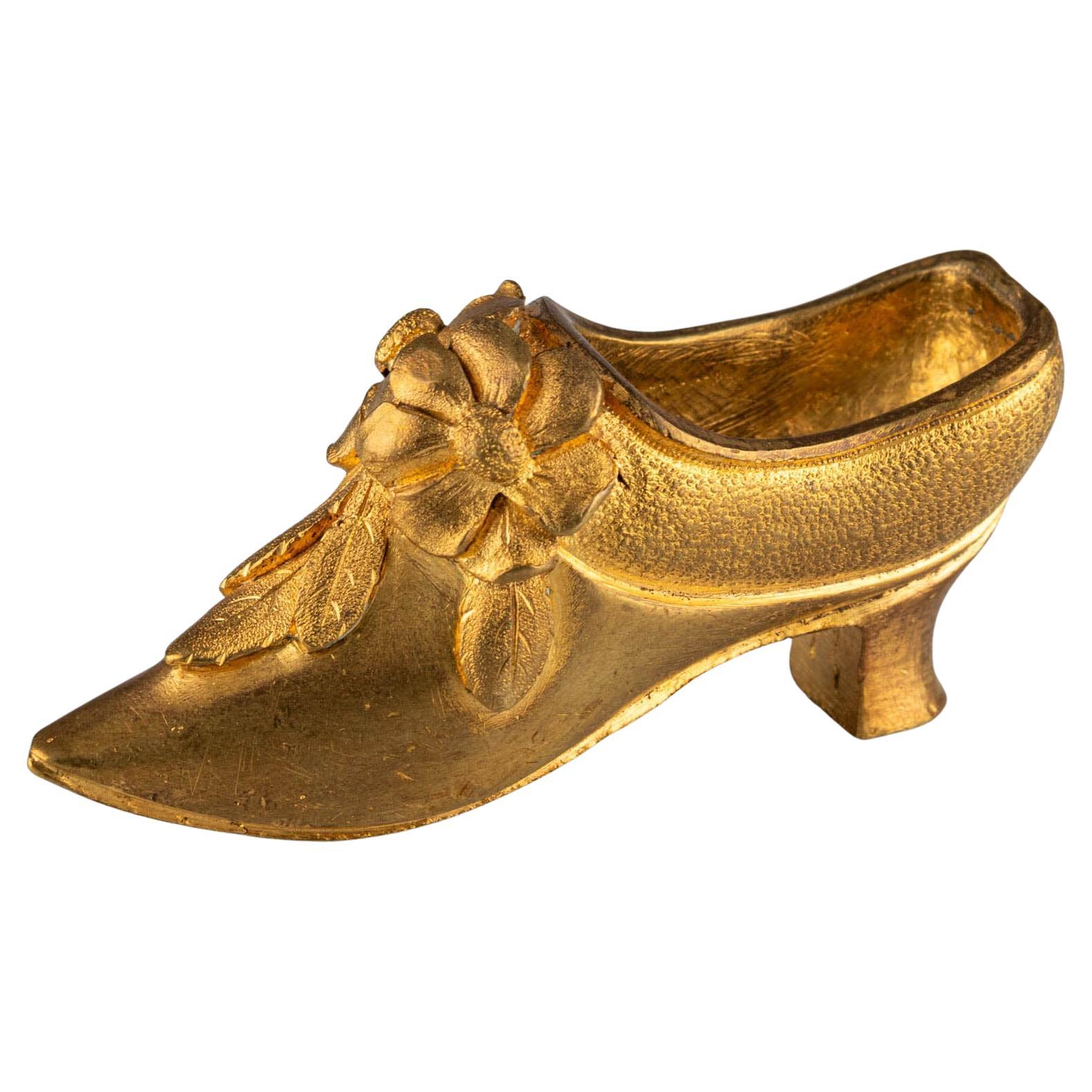 Miniature Gilt Bronze high-heeled shoe, circa 1890