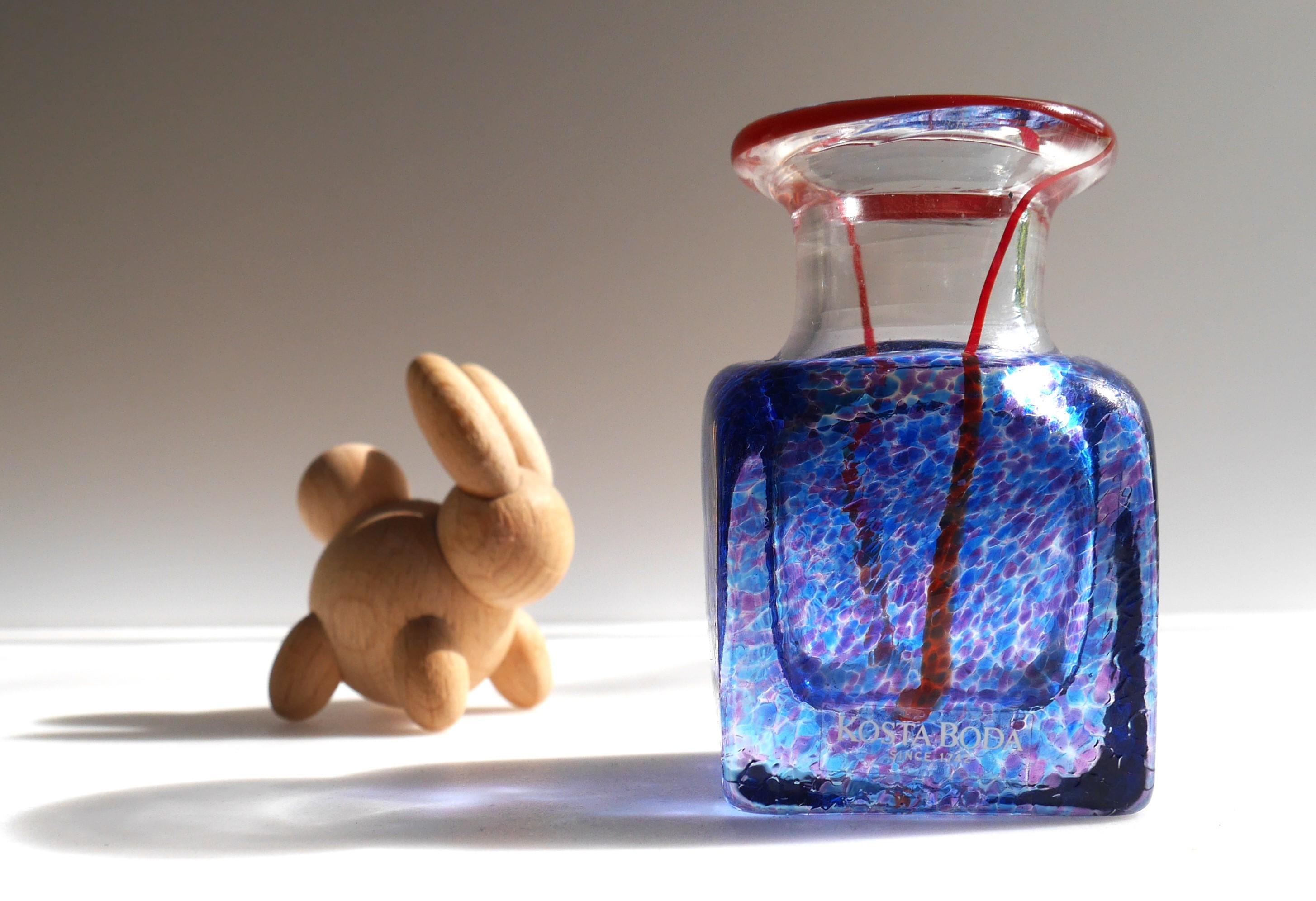 Art Glass Miniature Glass Vase, Handmade and Signed by Bertil Vallien for Boda Åfors