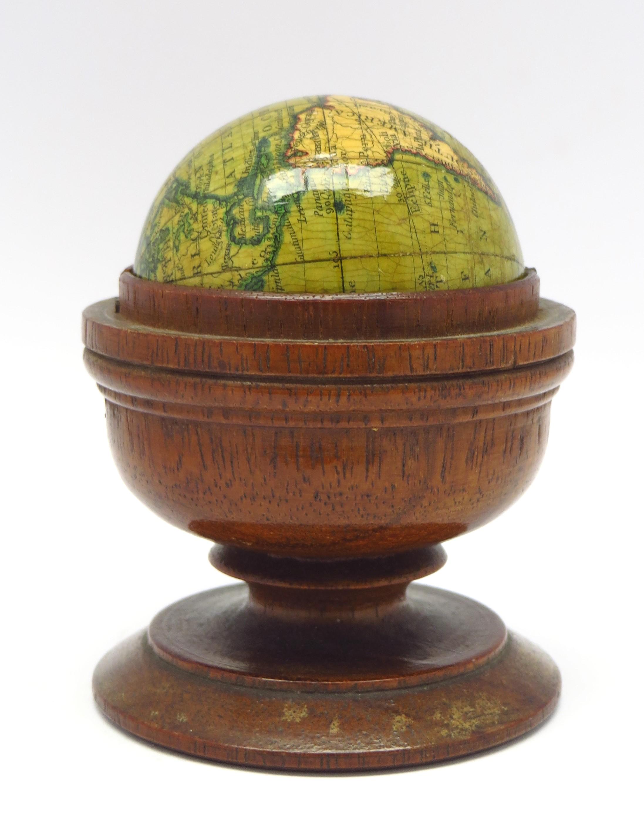 Late Victorian Miniature globe in aturned and stained beech For Sale