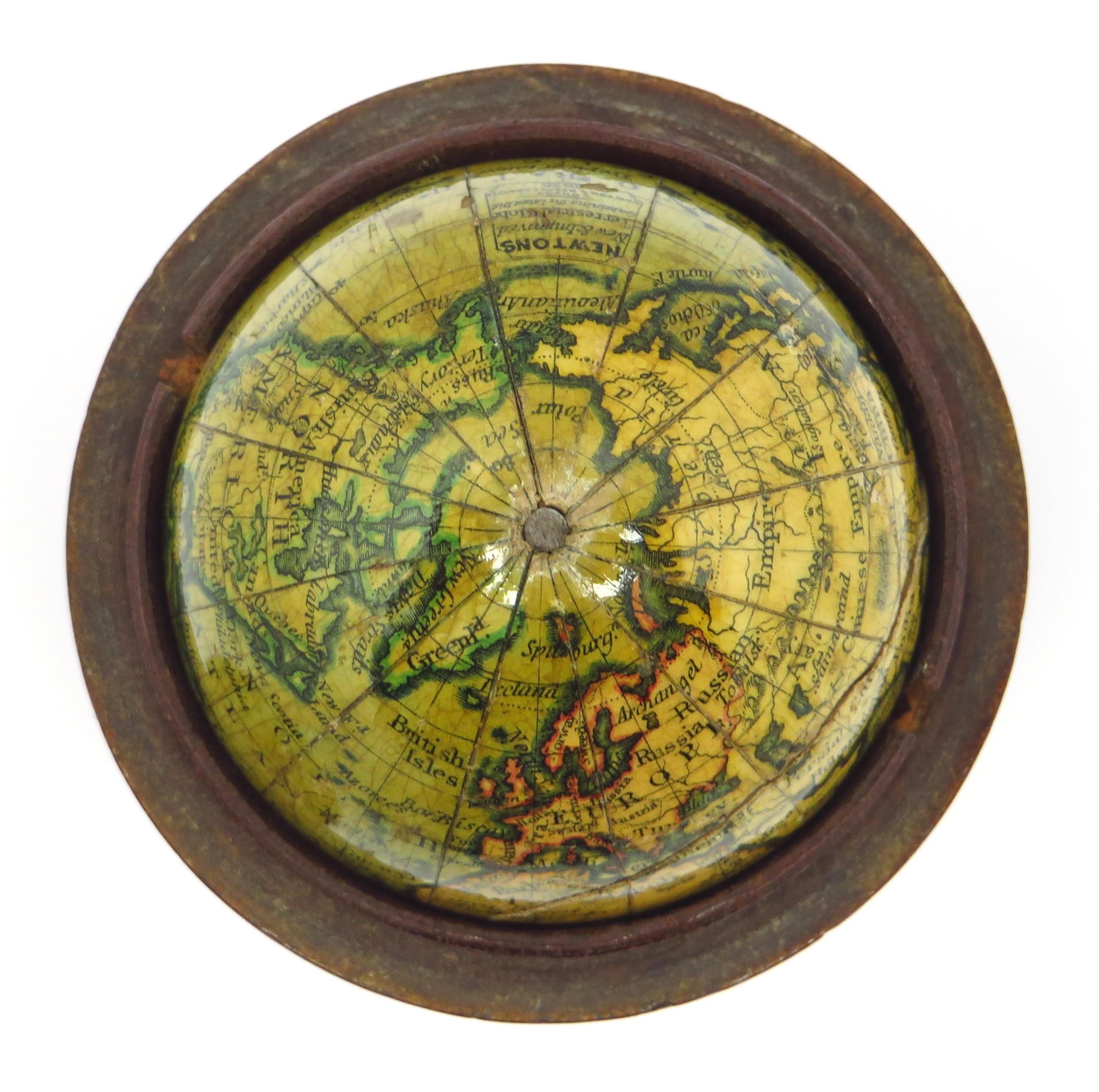 19th Century Miniature globe in aturned and stained beech For Sale