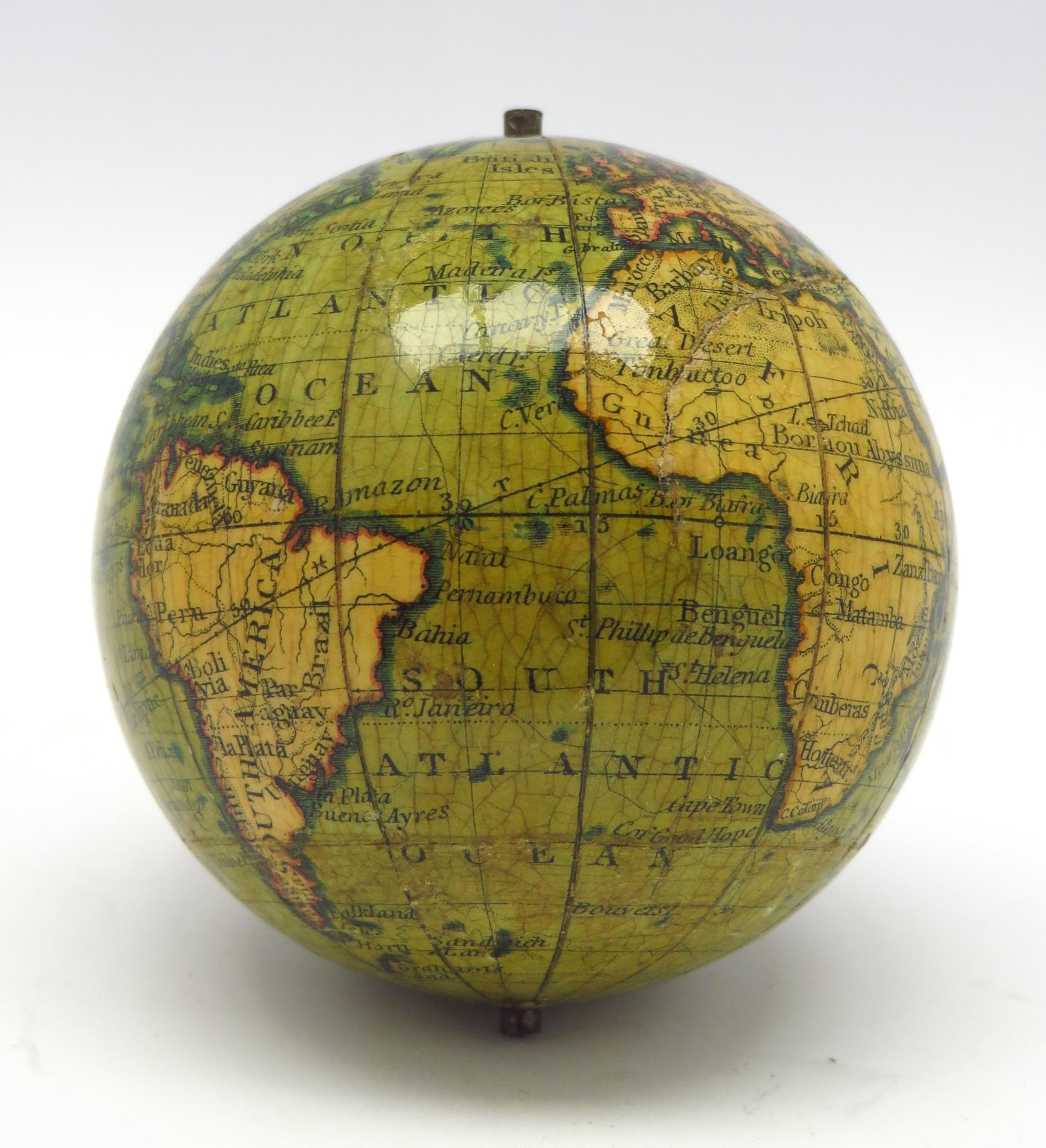Miniature globe in aturned and stained beech For Sale 1