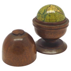 Antique Miniature globe in aturned and stained beech