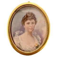 Miniature Hand Painted on Ivory, Bronze Frame, First Third of the 19th