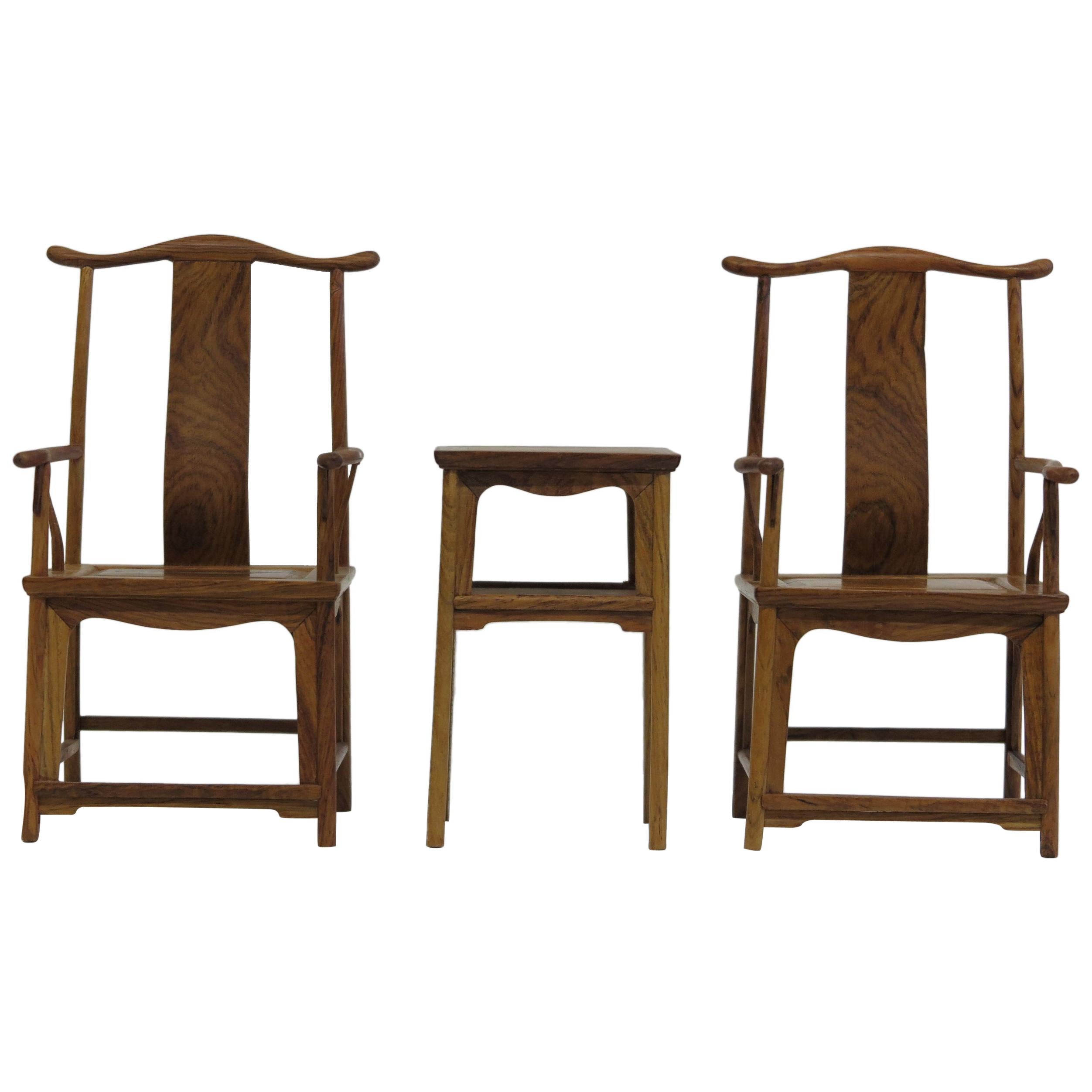 Miniature Huanghuali Chinese Chair and Table set
