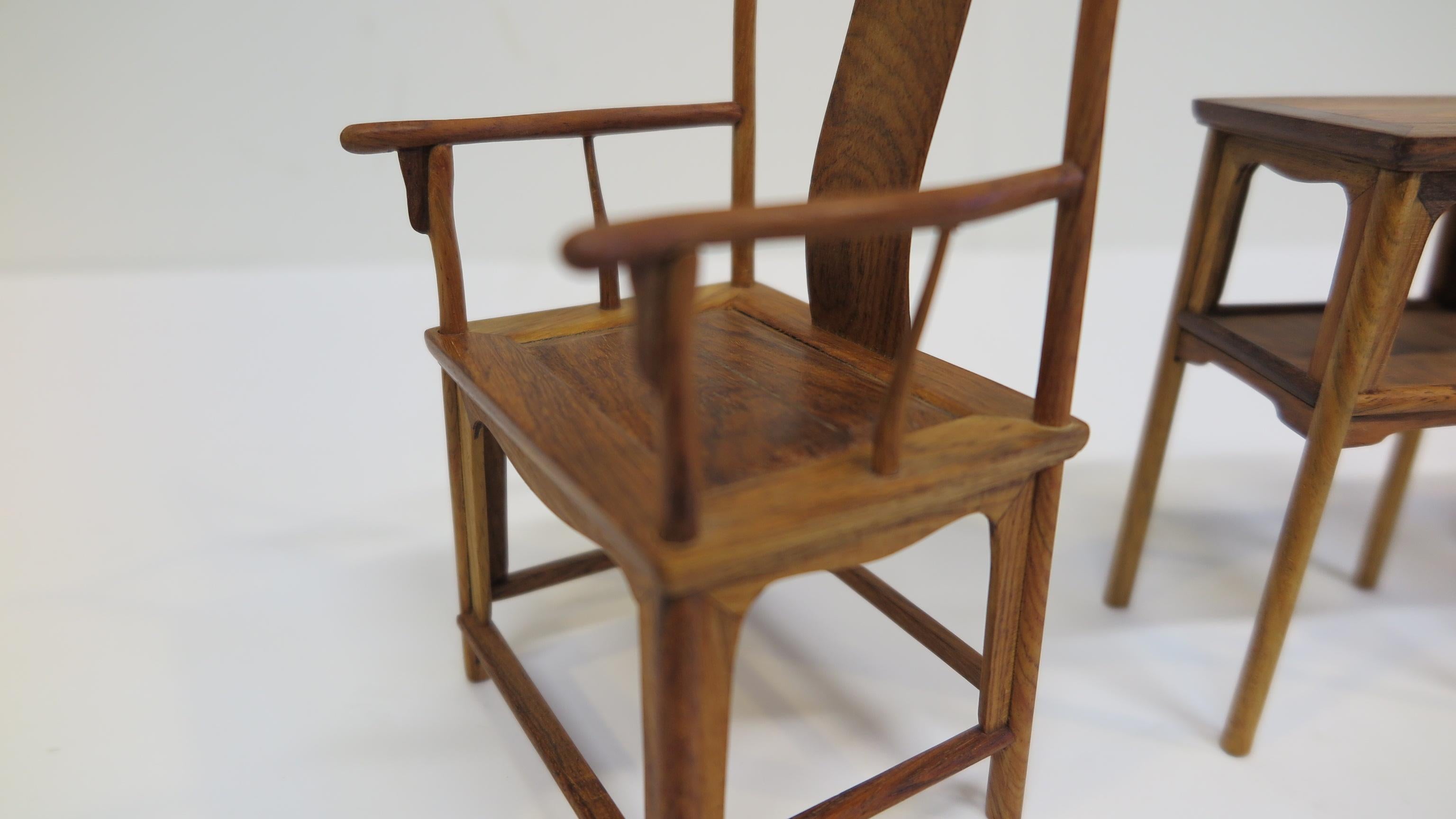 Miniature Huanghuali Chinese Chair and Table set 2