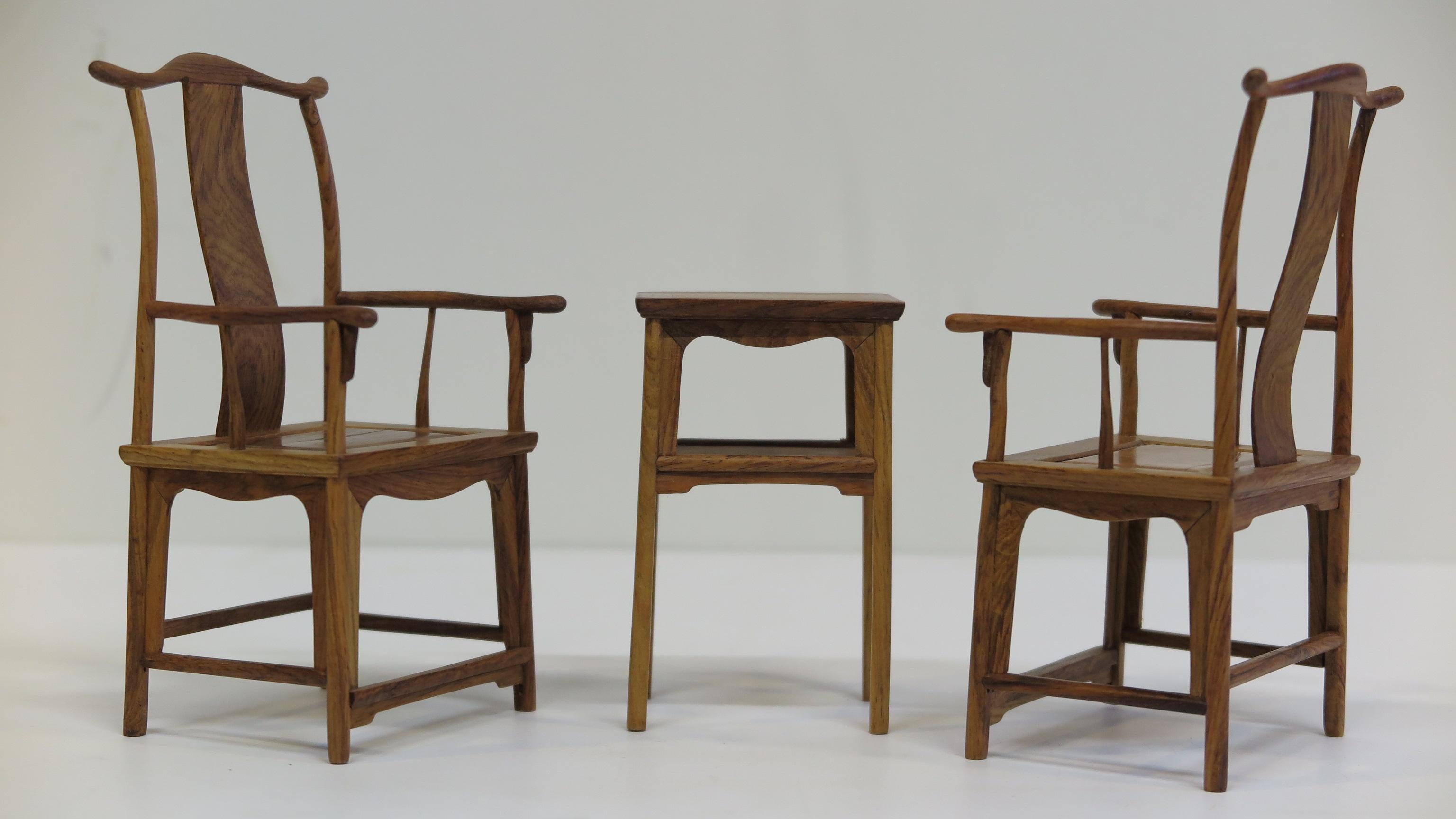Miniature Huanghuali Chinese Chair and Table set 4