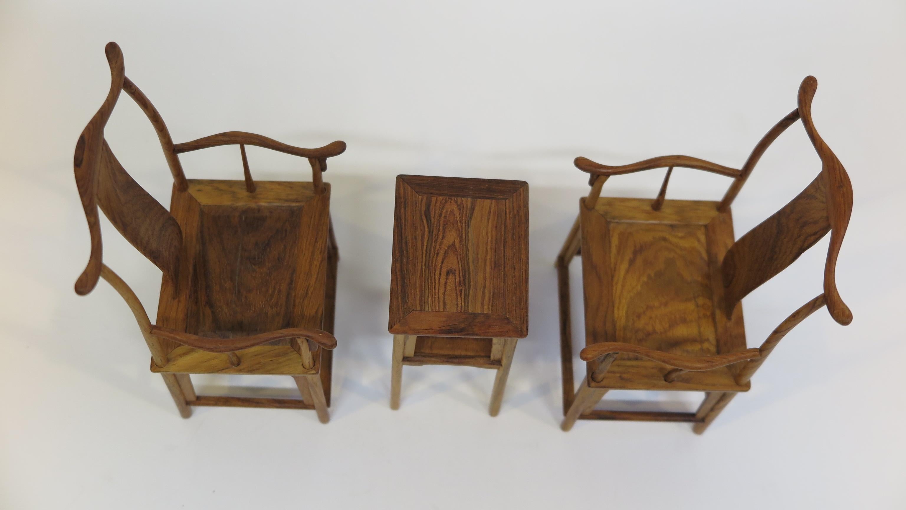 Miniature Huanghuali Chinese Chair and Table set 5