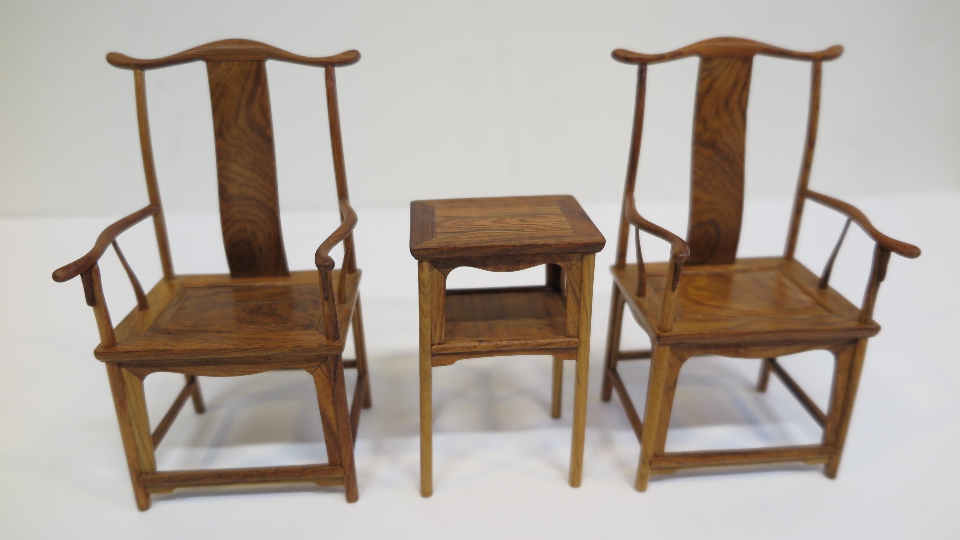 Miniature Huanghuali Chinese Chair and Table set In Good Condition In New York, NY