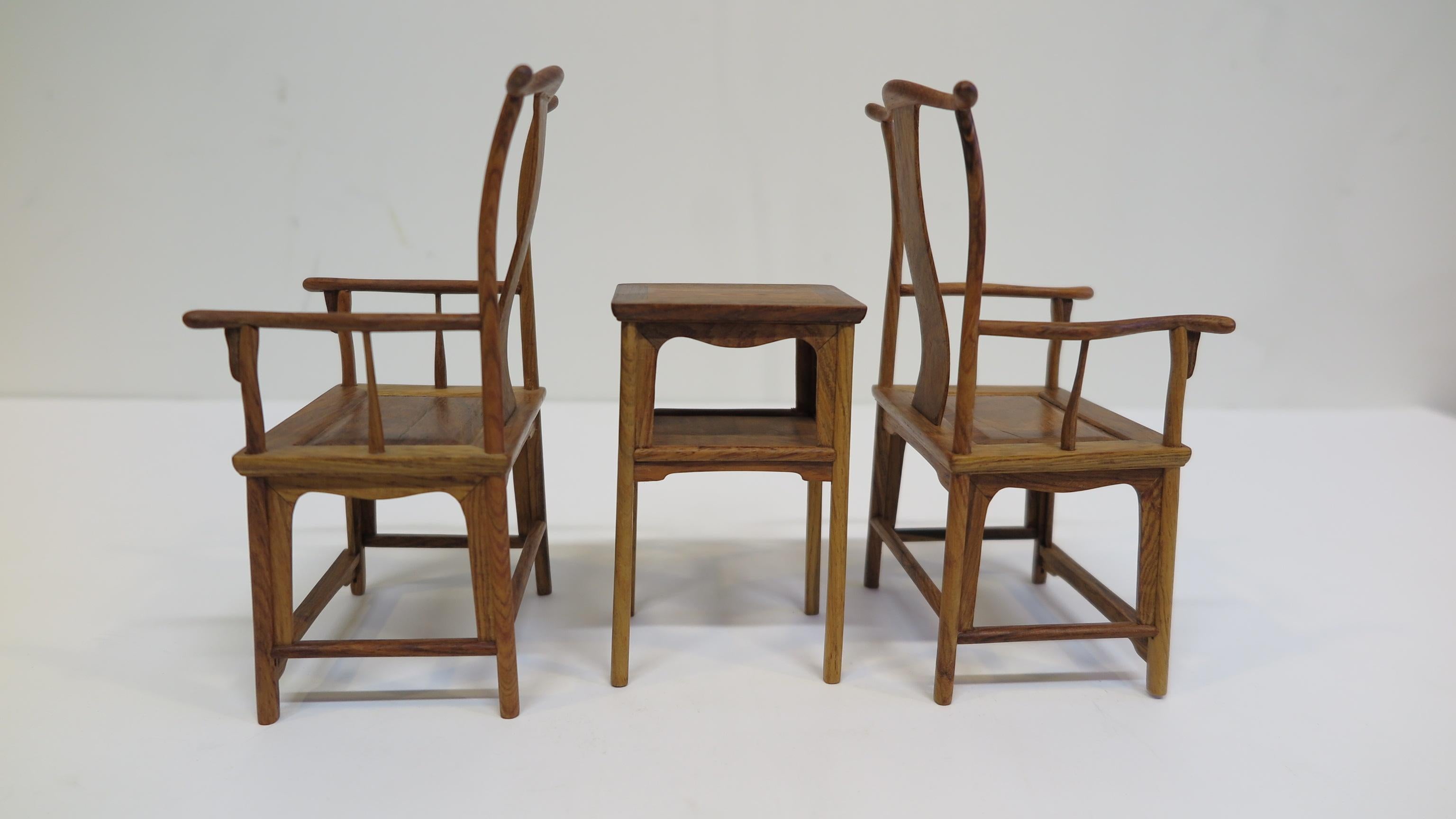 20th Century Miniature Huanghuali Chinese Chair and Table set