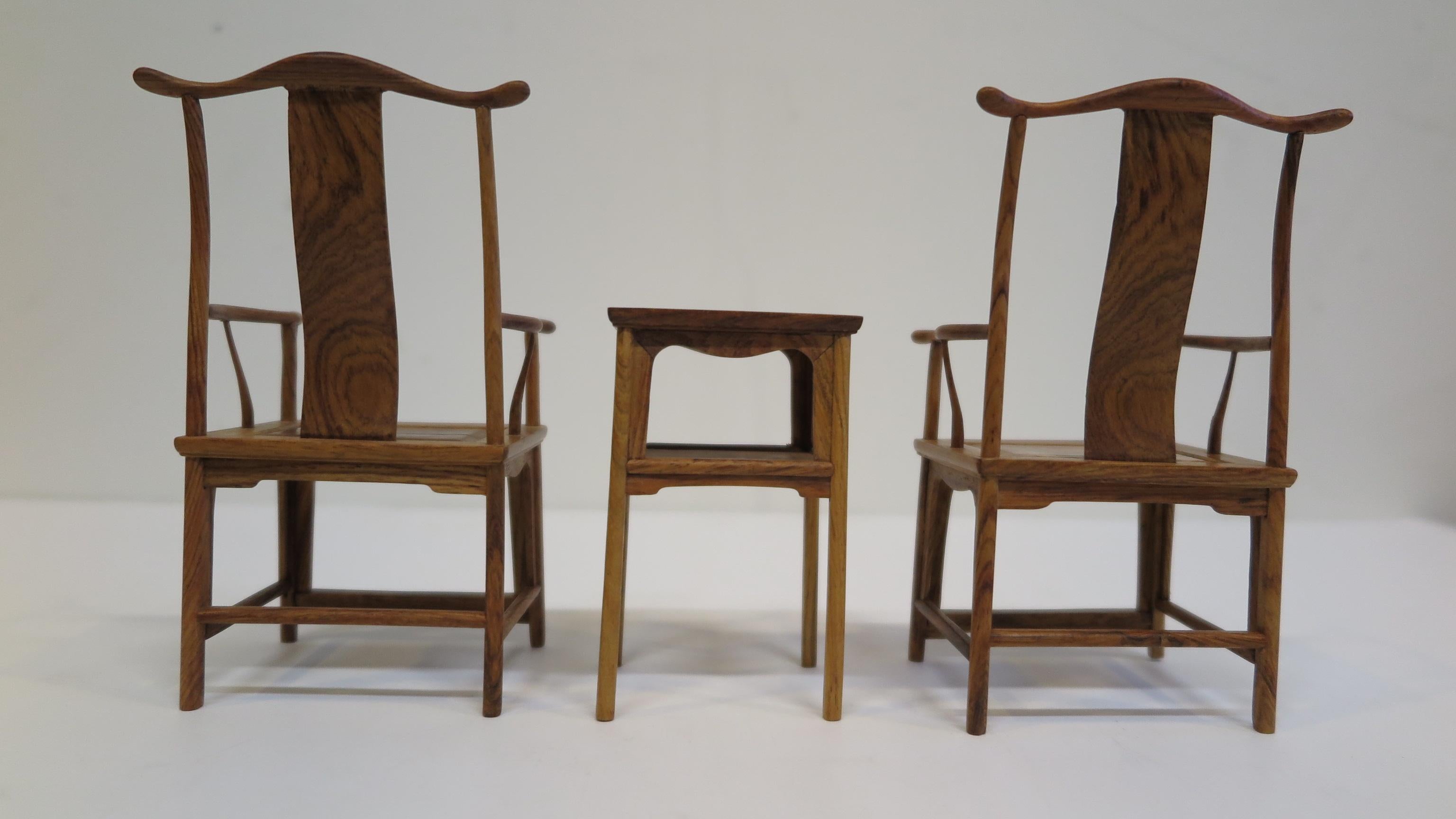 Rosewood Miniature Huanghuali Chinese Chair and Table set