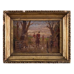 Miniature Hunt Scene Painting on Board
