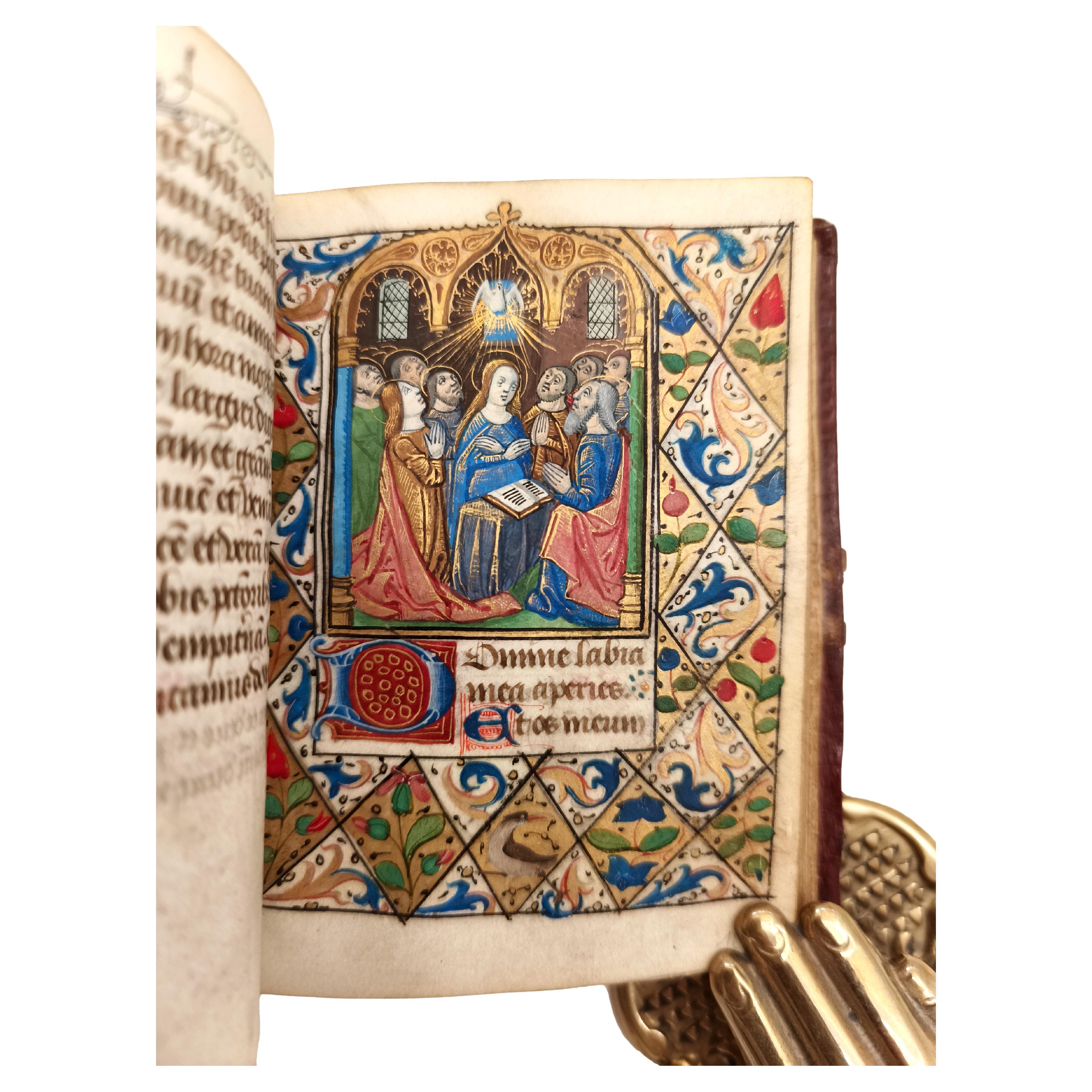 Miniature illuminated manuscript on vellum with 12 full-page miniatures For Sale