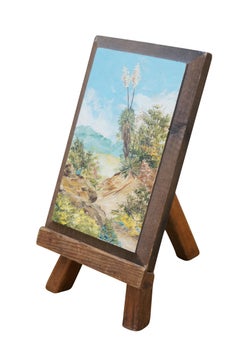 Miniature Impressionist Desert Landscape Oil Painting on Board Easel 10"