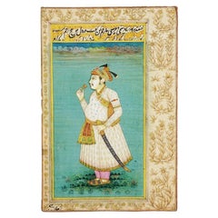 Antique Miniature Indo Persian Mughal Painting W Manuscript