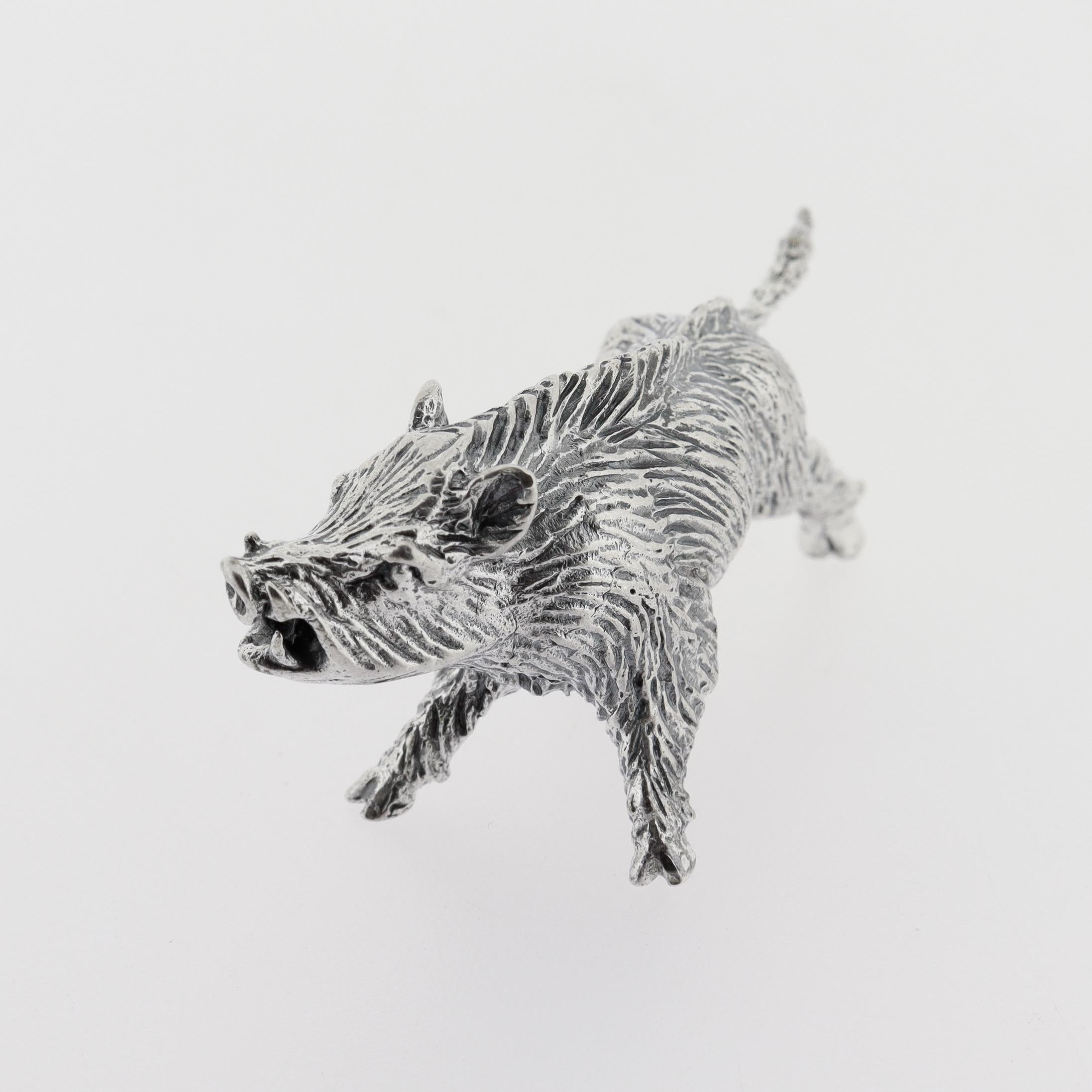 Miniature Italian .800 Silver Boar Figurine by Pietro Sorini For Sale 5