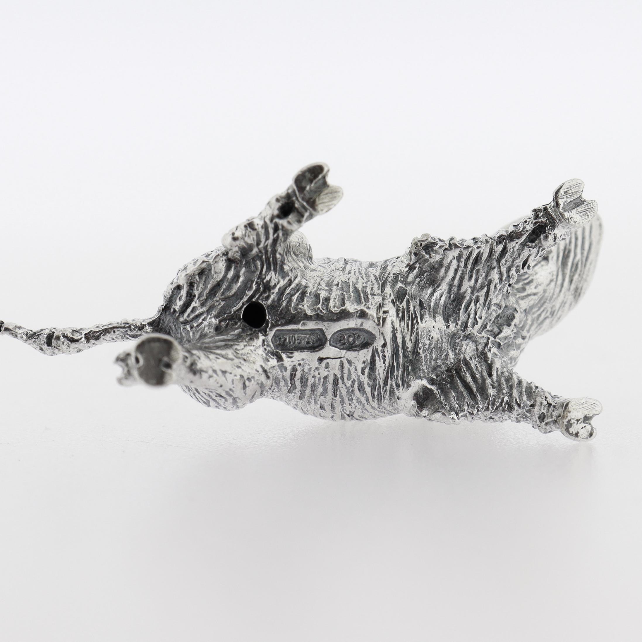Miniature Italian .800 Silver Boar Figurine by Pietro Sorini For Sale 7