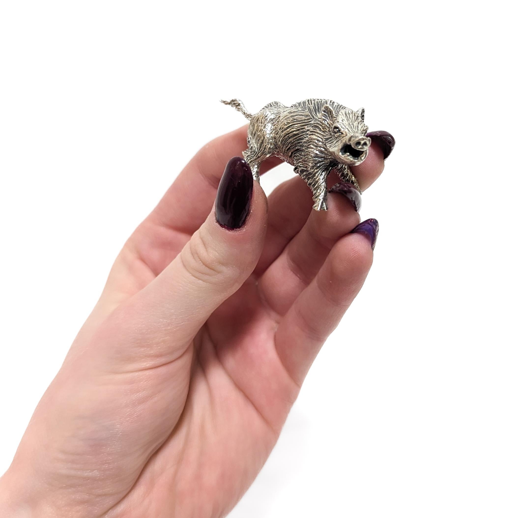 Miniature Italian .800 Silver Boar Figurine by Pietro Sorini For Sale 8