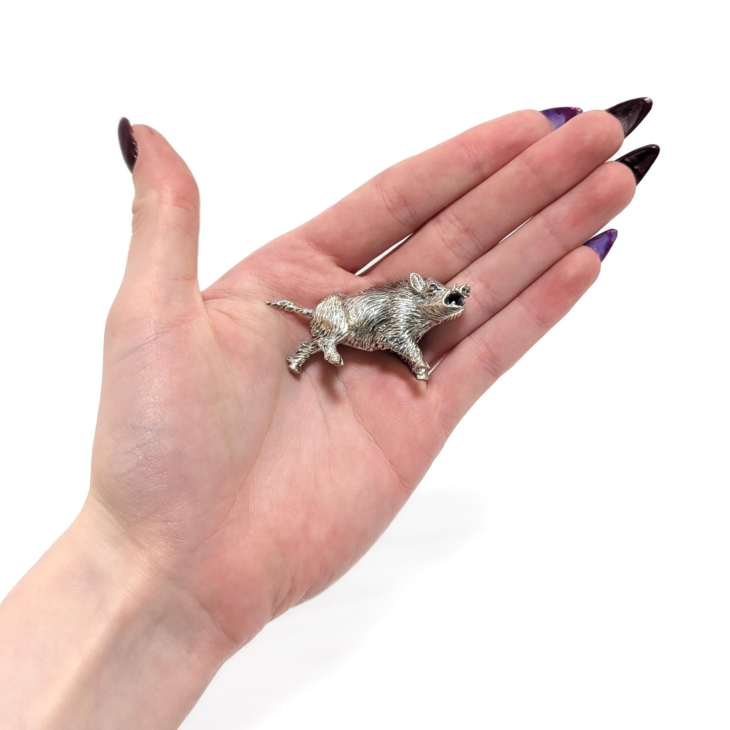 Miniature Italian .800 Silver Boar Figurine by Pietro Sorini For Sale 9