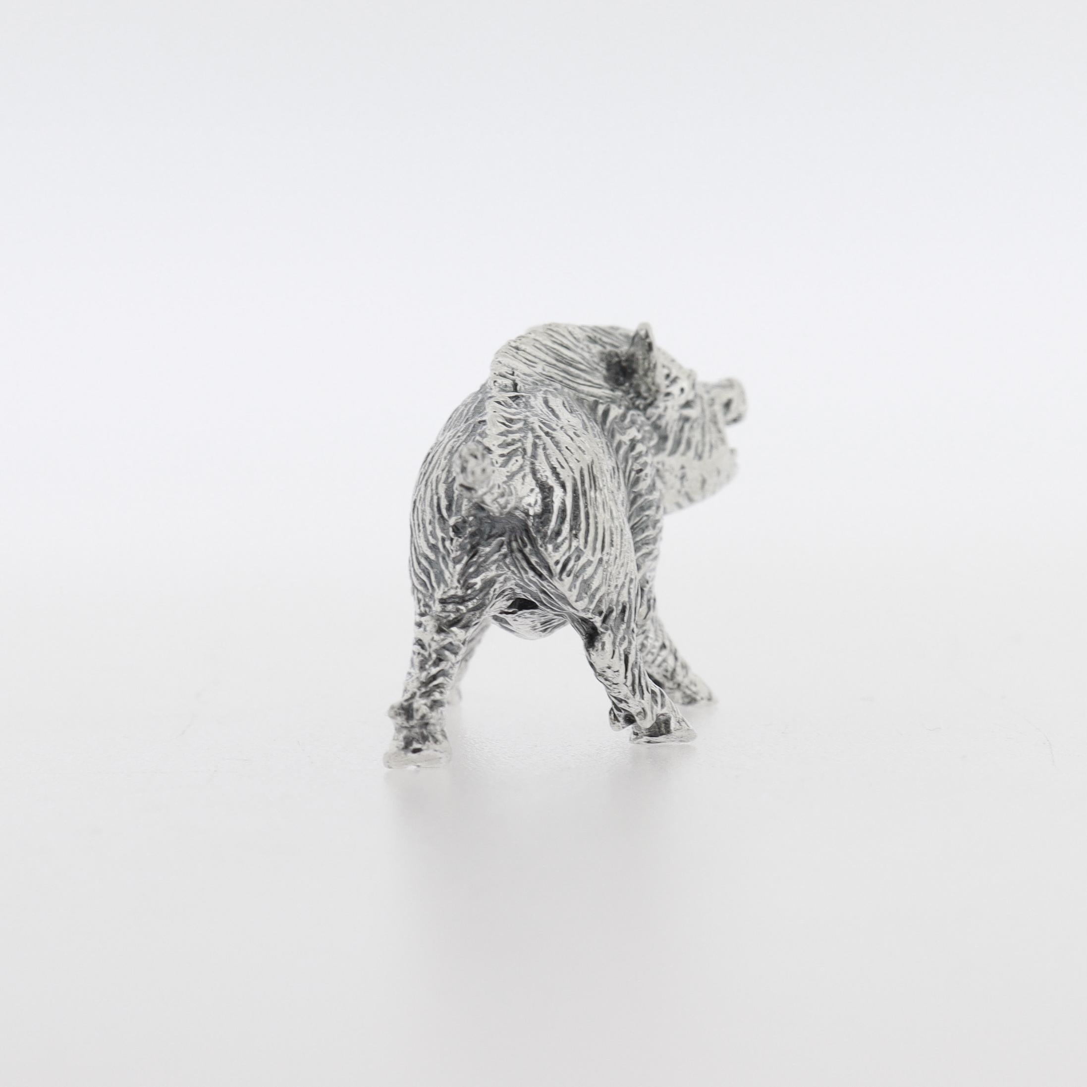 20th Century Miniature Italian .800 Silver Boar Figurine by Pietro Sorini For Sale