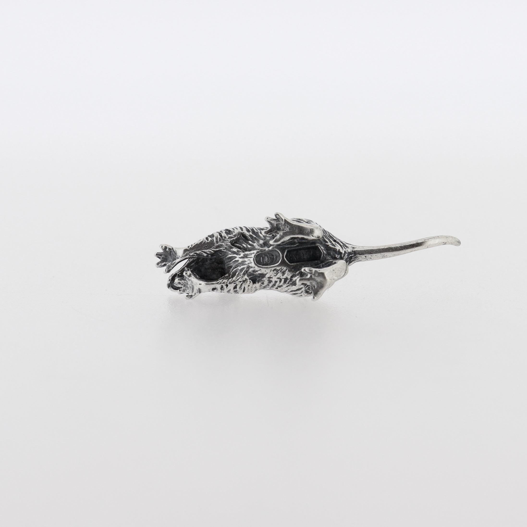 Miniature Italian .800 Silver Rat Figurine by Pietro Sorini For Sale 5