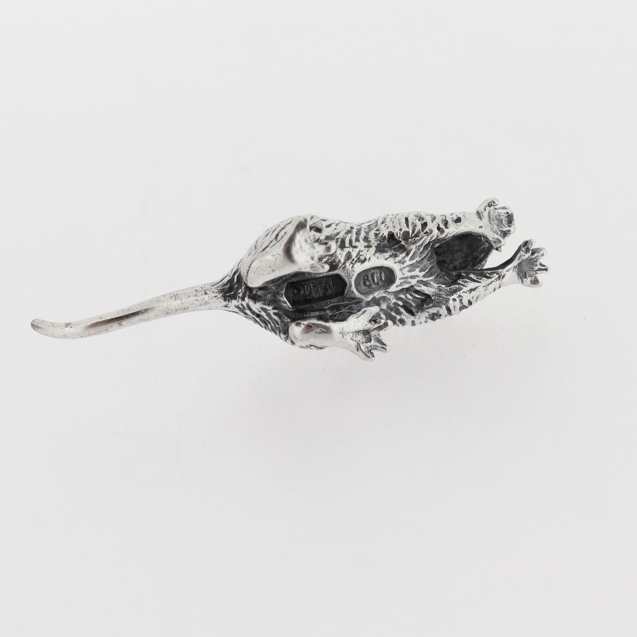 Miniature Italian .800 Silver Rat Figurine by Pietro Sorini For Sale 6