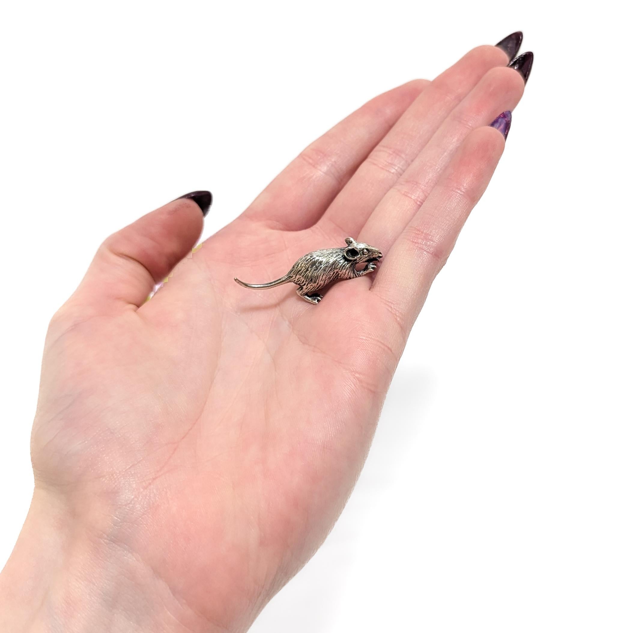 Modern Miniature Italian .800 Silver Rat Figurine by Pietro Sorini For Sale