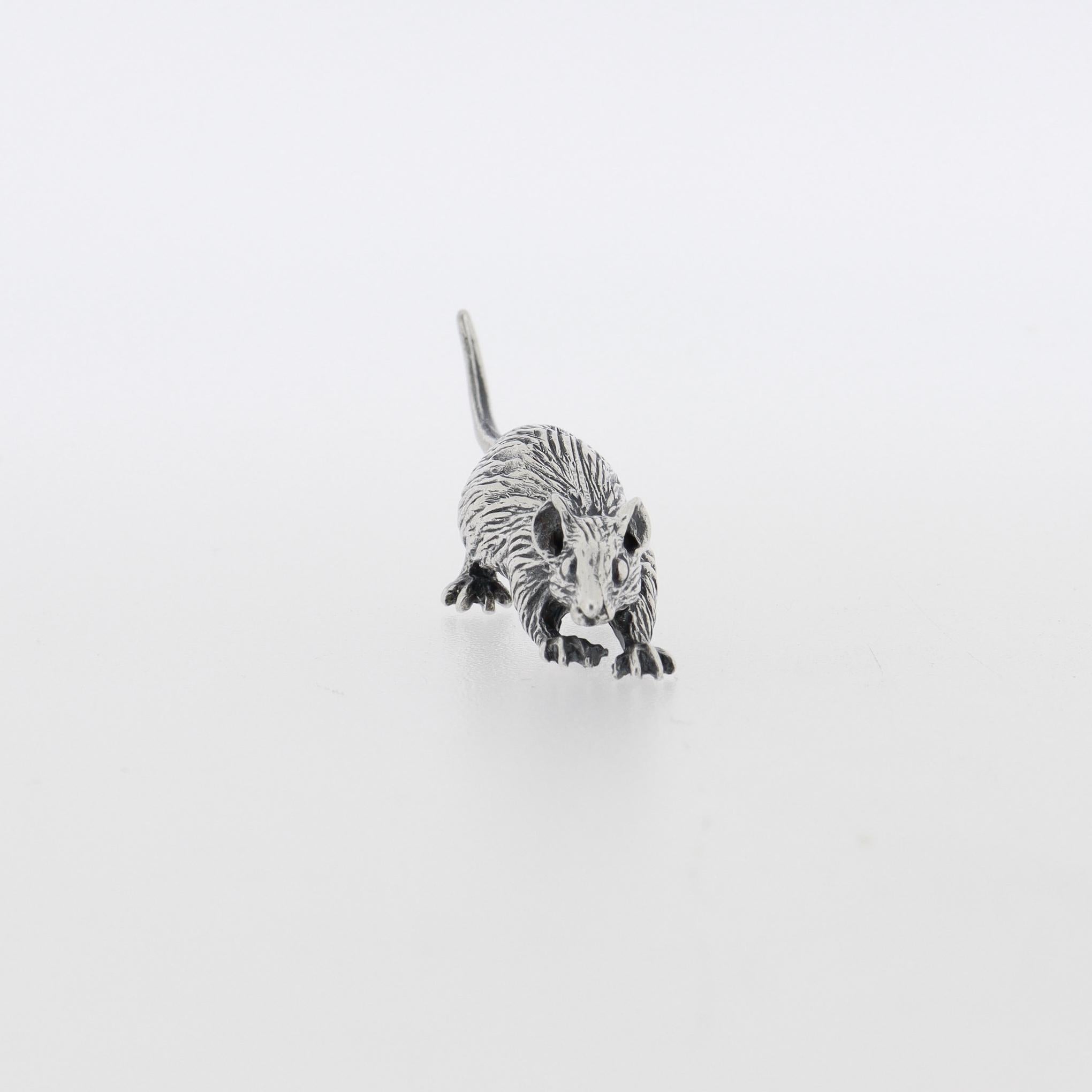 Miniature Italian .800 Silver Rat Figurine by Pietro Sorini For Sale 2