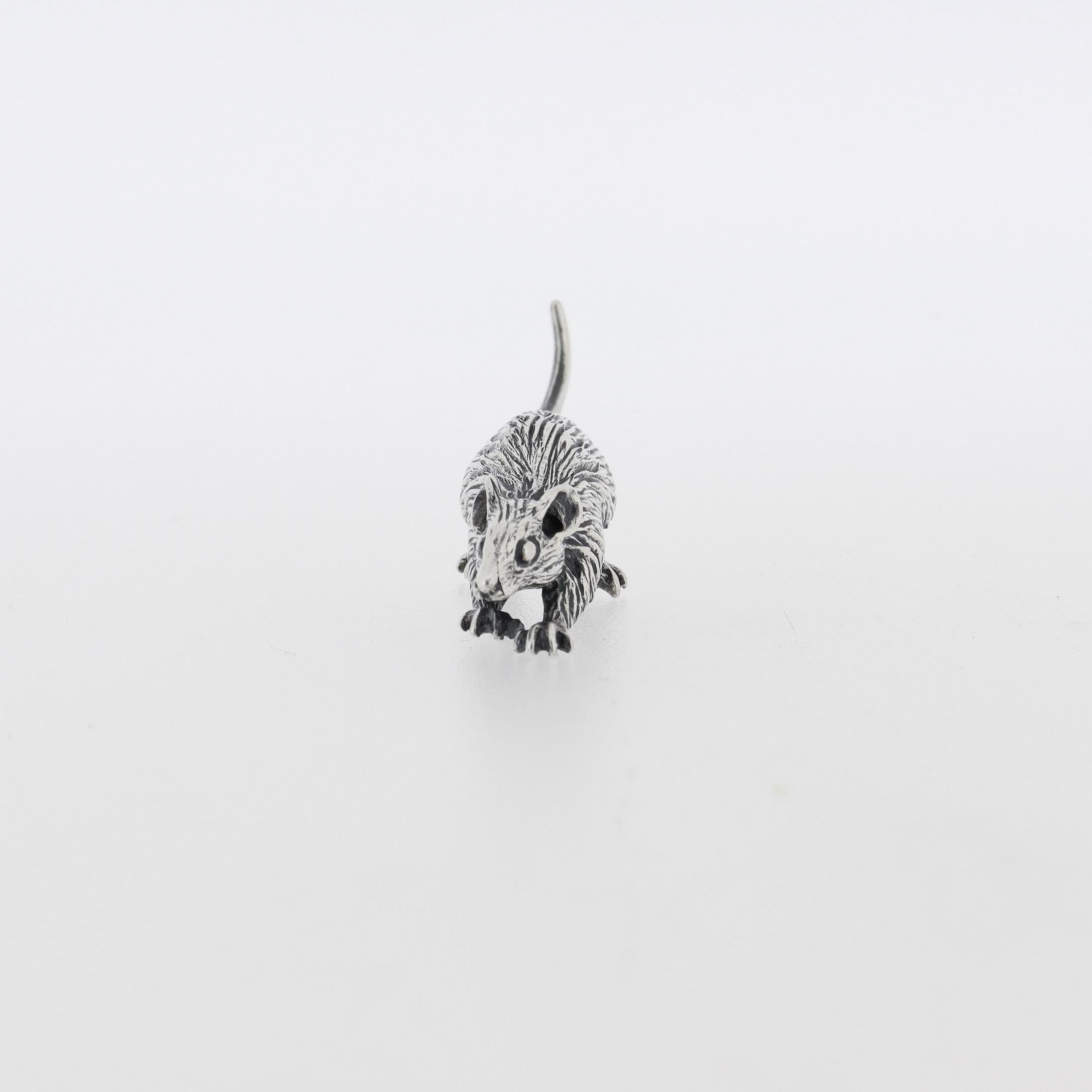 Miniature Italian .800 Silver Rat Figurine by Pietro Sorini For Sale 3