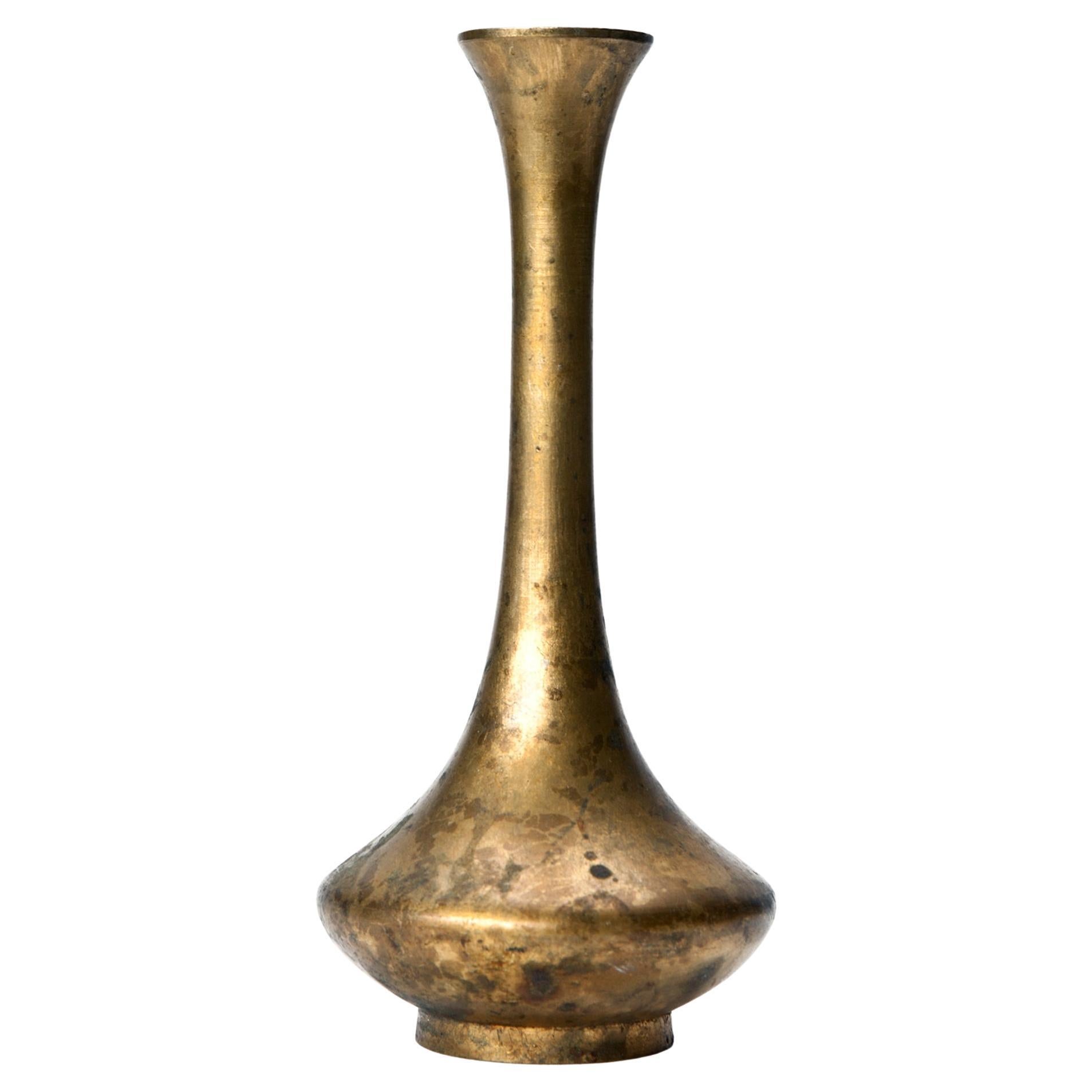 Miniature Bud Vase 3, Made from Brass and Patinated Finish For Sale at