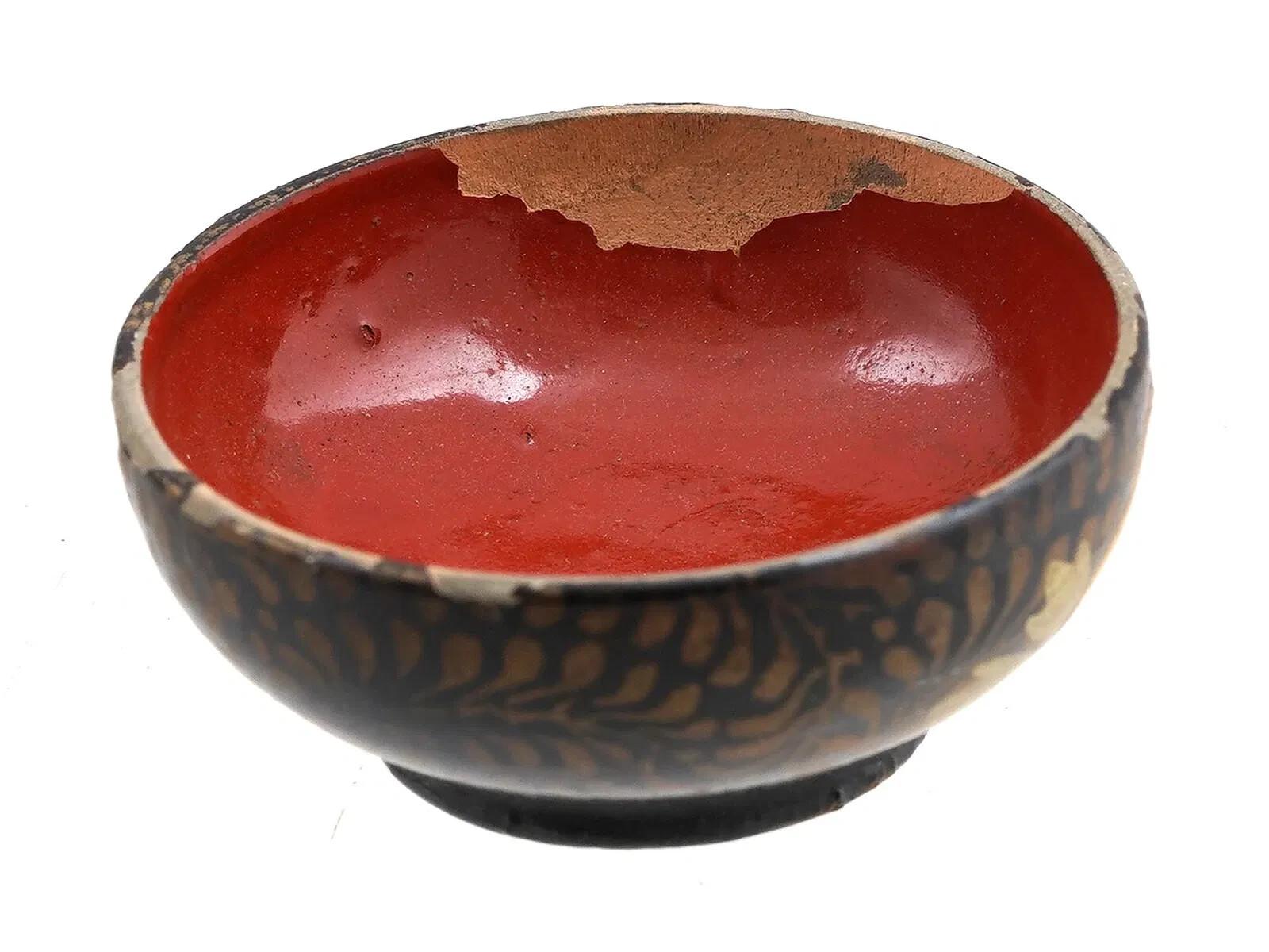 Lacquered Miniature Japanese Hand Painted Wooden Laquered Set